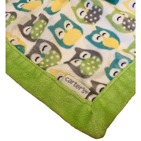 Carters Owl Baby Security Blanket Lovey Plush Soft Green Gray 13x13” Toy Stuffed - Picture 2 of 5